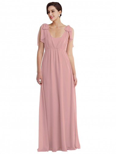 Outlet Soft Chiffon Halter Neck Sleeveless Dusty Pink Long Semi Formal Evening Dress