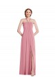 Outlet Soft Chiffon Halter Neck Sleeveless Open Back Skin Pink Long Semi Formal Evening Dress