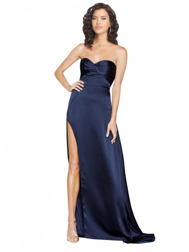 Outlet Silky Satin Sweetheart Sleeveless Low Back Long Formal Evening Dress