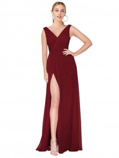 Outlet Soft Chiffon V-Neck Sleeveless V-Back Long Black Tie Evening Gowns