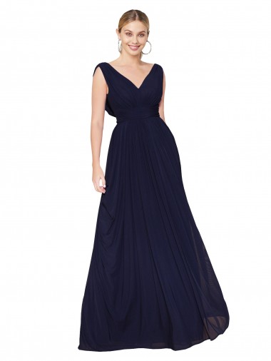 Outlet Soft Chiffon V-Neck Sleeveless Long Formal Evening Dress