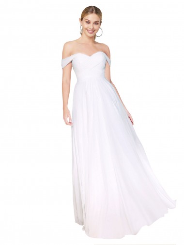 Outlet Soft Chiffon Off the Shoulder Sleeveless Long Formal Evening Gowns