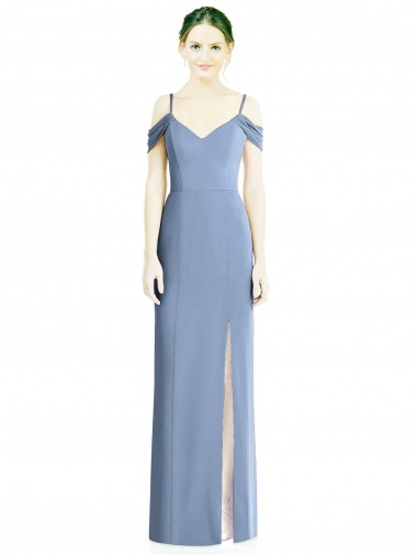 Outlet Soft Chiffon Off the Shoulder Cold Shoulder Open Back Long Formal Evening Dress
