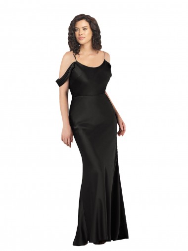 Outlet Silky Satin Off the Shoulder Sleeveless Low Back Long Formal Dress