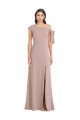 Outlet Stretch Crepe Off the Shoulder Sleeveless Dusty Pink Long Formal Evening Dress