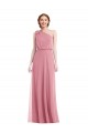 Outlet Soft Chiffon One Shoulder Sleeveless Skin Pink Long Semi Formal Evening Dress