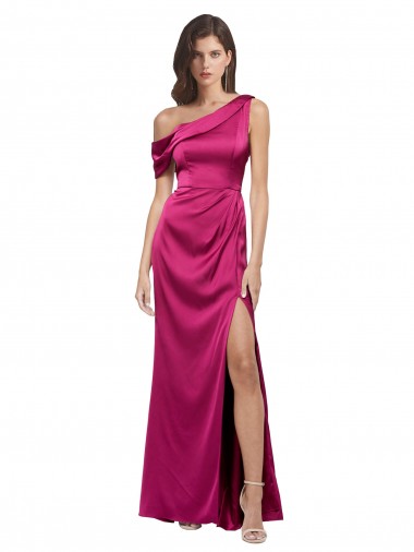 Outlet Stretch Satin One Shoulder Sleeveless Long Evening Dress
