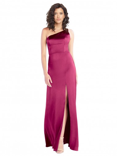 Outlet Stretch Satin One Shoulder Sleeveless Open Back Long Formal Evening Dress