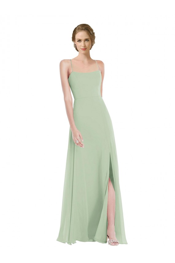 Outlet Soft Chiffon Scoop Neck Sleeveless Open Back Long Semi Formal Evening Dress