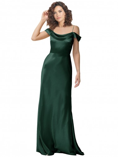 Outlet Stretch Satin Off the Shoulder Sleeveless V-Back Long Formal Evening Dress