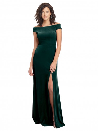 Outlet Stretch Velvet Square Neck Cap Sleeves Long Formal Evening Dress
