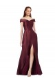 Outlet Satin Off the Shoulder Cap Sleeves Long Black Tie Evening Dress