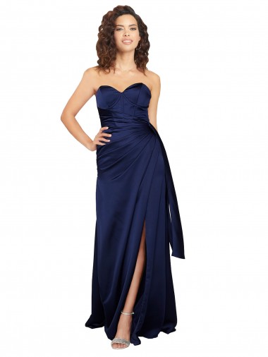 Outlet Silky Satin Sweetheart Sleeveless Long Formal Evening Dress