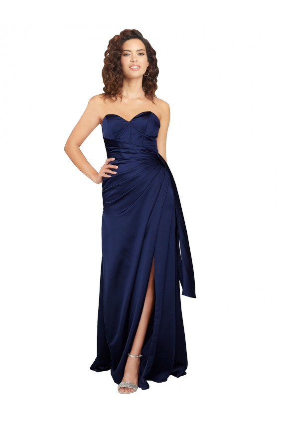 Outlet Silky Satin Sweetheart Sleeveless Long Formal Evening Dress