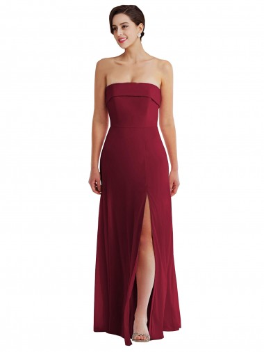 Outlet Soft Chiffon Strapless Sleeveless Low Back Long Formal Evening Dress