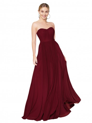 Outlet Soft Chiffon Sweetheart Sleeveless Long Formal Evening Gowns
