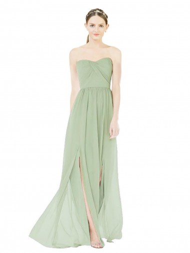 Outlet Soft Chiffon Sweetheart Sleeveless Low Back Long Semi Formal Evening Dress