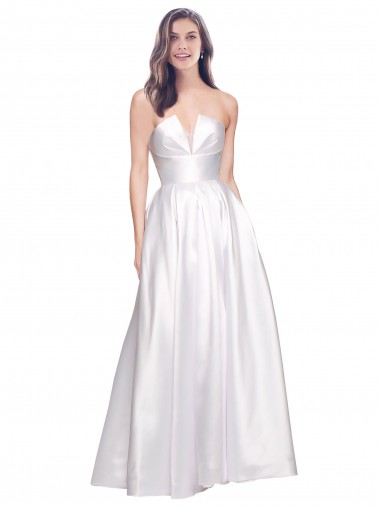 Outlet Stretch Satin Strapless Sleeveless Low Back Long Formal Evening Dress