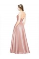 Outlet Stretch Satin Sweetheart Sleeveless Low Back Long Black Tie Evening Gown