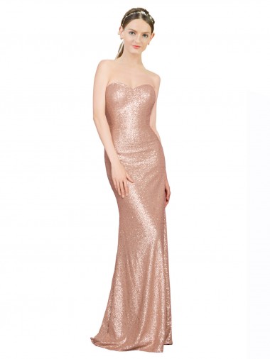 Outlet Sequin Sweetheart Sleeveless Low Back Long Formal Evening Dress