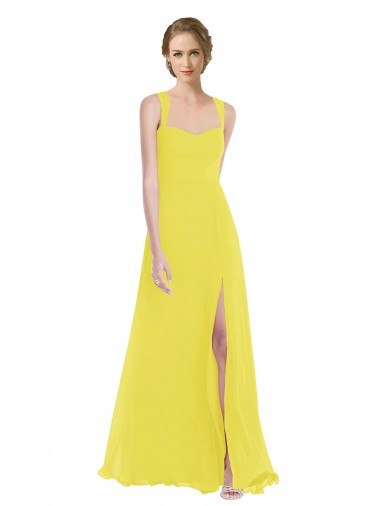 Outlet Soft Chiffon Spaghetti Straps Sleeveless Long Semi Formal Evening Dress