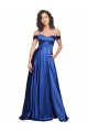 Outlet Stretch Satin Off the Shoulder Sleeveless Sweep Train Formal Evening Dress