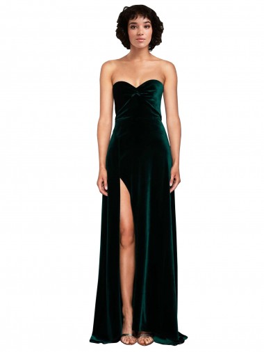 Outlet Stretch Velvet Sweetheart Sleeveless Low Back Sweep Train Semi Formal Evening Dress