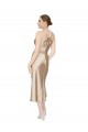 Outlet Silky Satin V-Neck Sleeveless Midi Length Formal Evening Dress
