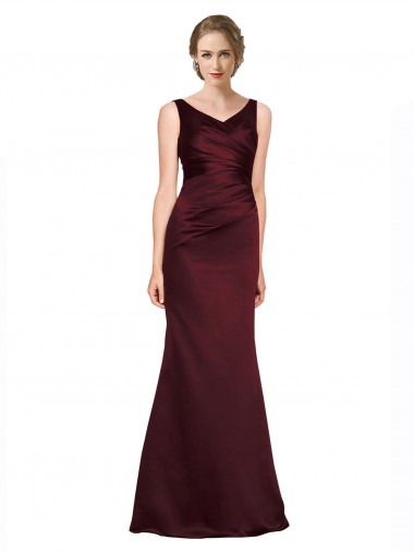 Outlet Satin V-Neck Sleeveless Low Back Long Black Tie Evening Dress