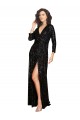 Outlet Sequin V-Neck Long Sleeves Long Formal Dress