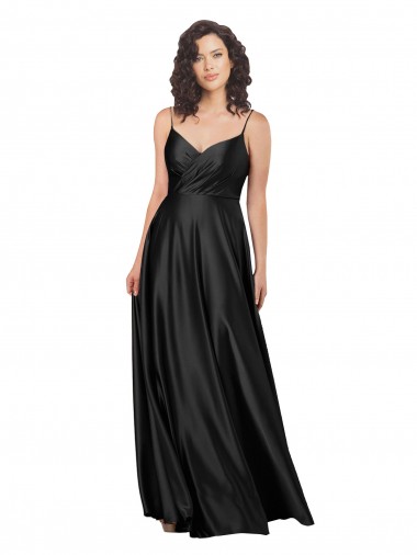 Outlet Silky Satin V-Neck Sleeveless Low Back Long Formal Dress