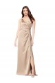 Outlet Silky Satin Spaghetti Straps Sleeveless Low Back Champagne Pink Long Formal Evening Dress