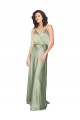 Outlet Silky Satin V-Neck Sleeveless V-Back Long Formal Evening Dress