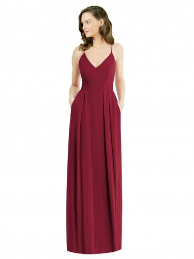 Outlet Soft Chiffon Spaghetti Straps Sleeveless Open Back Long Semi Formal Evening Dress