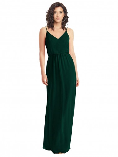 Outlet Soft Chiffon V-Neck Sleeveless Low Back Long Semi Formal Evening Dress