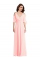 Outlet Soft Chiffon V-Neck Cold Shoulder V-Back Long Semi Formal Evening Dress