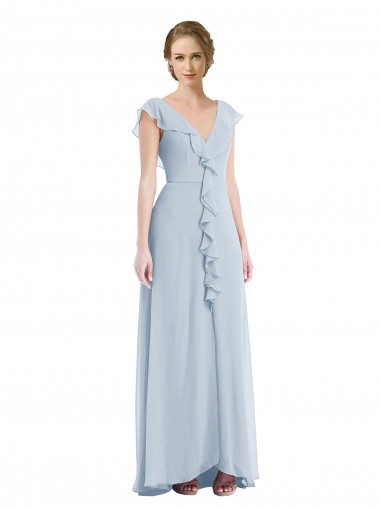 Outlet Soft Chiffon V-Neck Sleeveless V-Back Long Black Tie Evening Dress
