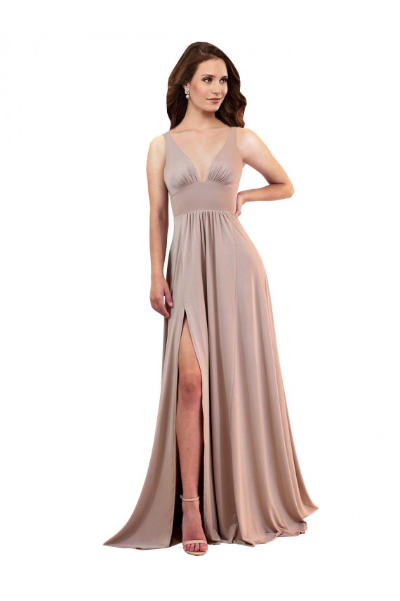 Outlet Spandex V-Neck Sleeveless Low Back Long Black Tie Evening Dress