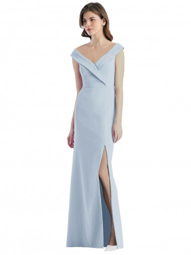 Outlet Stretch Crepe Off the Shoulder Sleeveless Long Black Tie Evening Dress