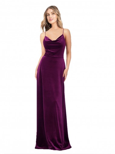 Outlet Stretch Velvet Scoop Neck Sleeveless Open Back Long Formal Evening Dress