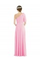 Outlet Soft Chiffon One Shoulder Sleeveless Barely Pink Long Semi Formal Evening Dress