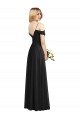 Outlet Soft Chiffon Spaghetti Straps Cold Shoulder Black Long Semi Formal Evening Dress