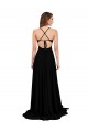 Outlet Spandex V-Neck Sleeveless Open Back Long Black Tie Evening Dress