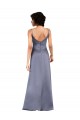 Outlet Silky Satin V-Neck Sleeveless Black Long Formal Evening Dress