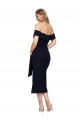 Outlet Stretch Crepe Off the Shoulder Sleeveless Low Back Midi Length Formal Evening Dress