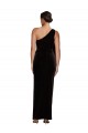 Outlet Stretch Velvet One Shoulder Sleeveless Black Long Formal Evening Dress