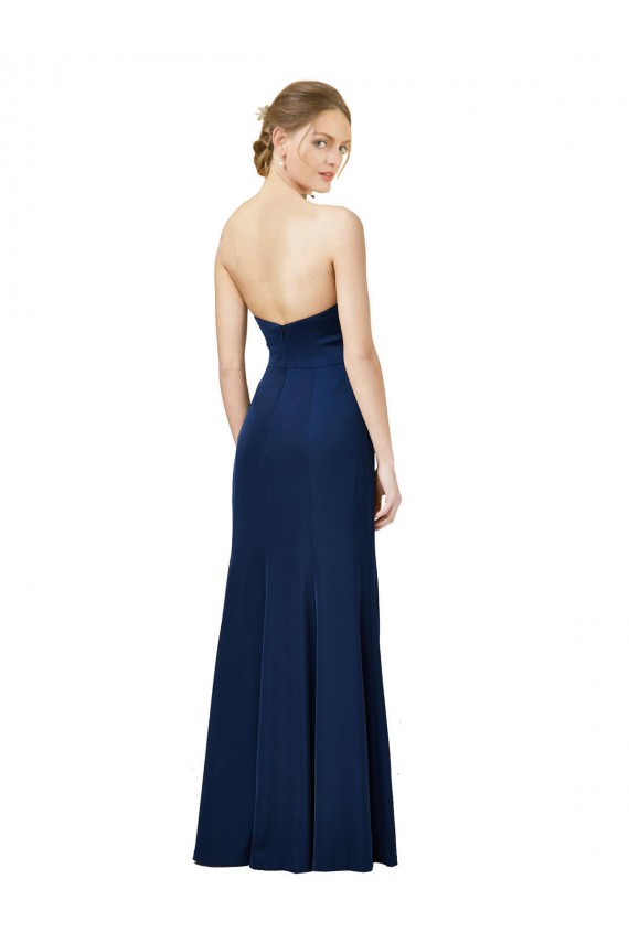 Outlet Stretch Crepe Strapless Sleeveless Low Back Black Long Formal Dress