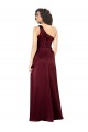 Outlet Silky Satin One Shoulder Sleeveless Burgundy Long Formal Evening Dress