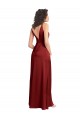 Outlet Stretch Satin V-Neck Sleeveless V-Back Long Formal Dress