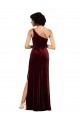 Outlet Stretch Velvet One Shoulder Sleeveless Burgundy Long Formal Evening Dress
